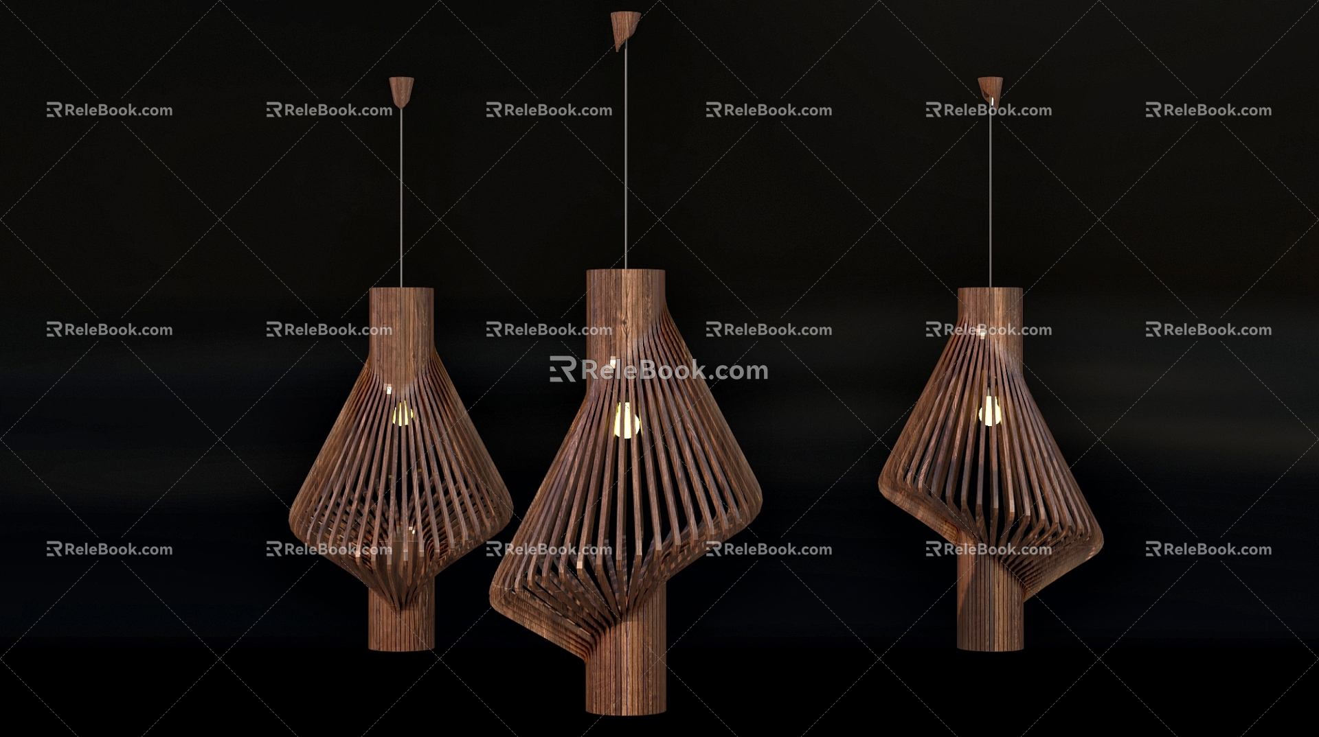 Chinese-style wooden cage chandelier dining lamp model