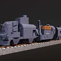 Gray NavalY Scale Train Model On Railway Tracks With Detailed Design