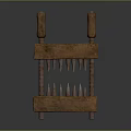 Wooden Device With Two Vertical Handles And Double Layers Of Metal Spikes On Base
