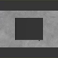Vintage Gray TV Displayed On Concrete Stand With Textured Background Wall