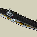 Detailed Military Aircraft Carrier Model Featuring Flight Deck Island And Deck Markings