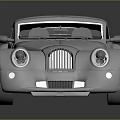 Silver Sleek Vintage Sports Car with Metallic Finish and Retro Design Elements
