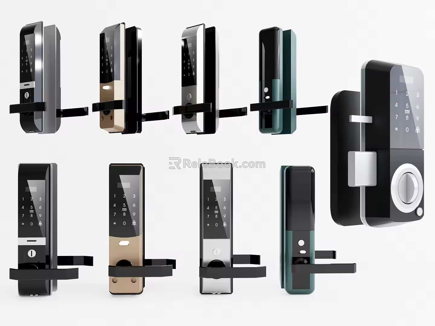 Modern door handle smart door lock password lock fingerprint lock 3d model