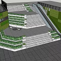 Outdoor Staircase Design With Green Plant Beds Steps And Seating Areas
