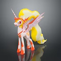 Animated Unicorn Character With Yellow White Mane Pink Wings And Orange Hooves