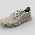 Light Gray Mesh Sneakers With Laces And Simple Design For Casual Wear