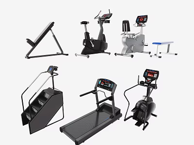 Essential Home Fitness Sports Equipment Including Treadmill Exercise Bike And Stepper 3d model