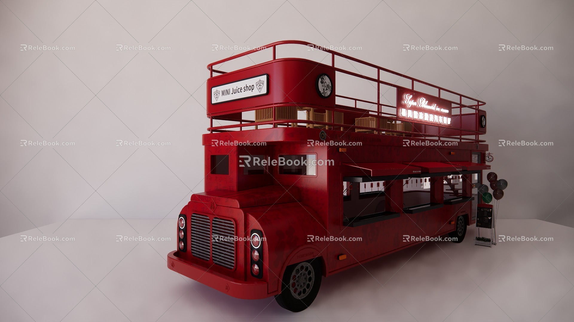 Ice Cream Diner Car Restaurant Mobile Restaurant 3d model