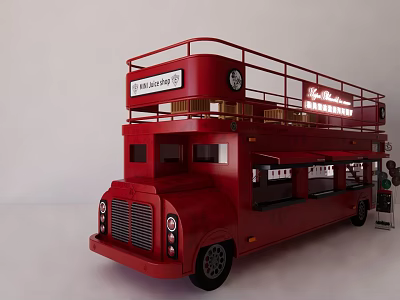 Red Double Decker Bus Body Structure With Roof Railings Open Seats And Royal Sign 3d model