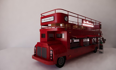 Ice Cream Diner Car Restaurant Mobile Restaurant 3d model