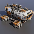 Orange And White 3D Tank Model With Multiple Tracks Solar Panels And Mechanical Parts