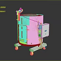 EKO Brand Mobile Cylindrical Industrial Equipment With Control Panel And Red Wheels
