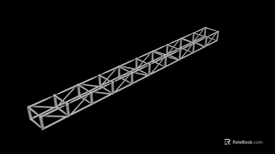 Industrial Metal Truss Structure Featuring Grid Frame Design And Longitudinal Construction 3d model 