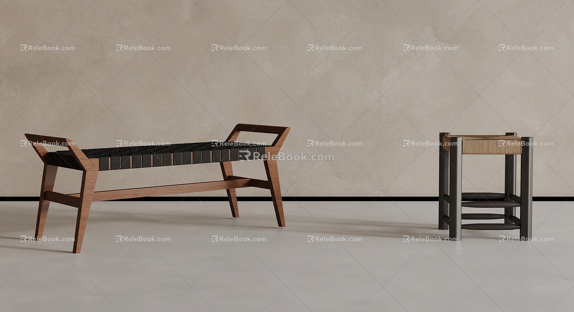 Chair Shoe Changing Stool Bench 3d model