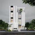 Modern Detached Villa with White Exterior Multi Storey Design and Lush Greenery