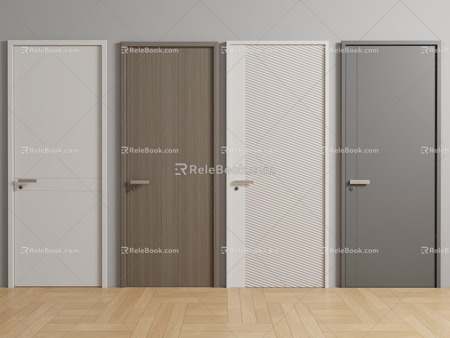 Bedroom Door Wooden Door Single Door Original Wooden Door Paint Door Minimalist Door Combination 3d model