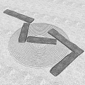 Traditional Zen Garden Design With Long Gray Stones And Wooden Accents On Textured Ground
