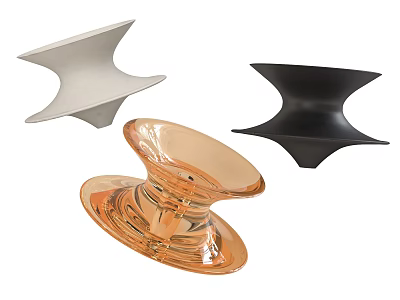 Modern Accent Chairs in White Black Amber with Curved Silhouette and Sleek Finish 3d model