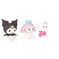 Cute Cartoon Plush Dolls Set With Three Different Colors And Bow Details