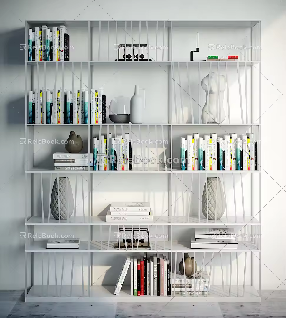 Modern bookcase bookshelf book decoration combination 3d model