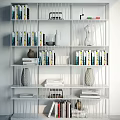 Modern bookcase bookshelf book decoration combination 3d model