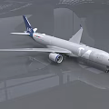 LEE Airlines Silver Passenger Airliner With Large Wings And Engines On Reflective Floor