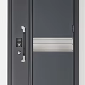 Dark Gray Swing Doors With Decorative Patterns Smart Lock And Vertical Stripes Design 3d model