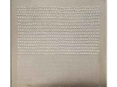 Minimalist Abstract Painting Featuring Geometric Dots And Vertical Lines On Light Background 3d model