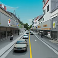 Road Facilities With Yellow Dividing Line Sidewalks Trees Buildings And Cars