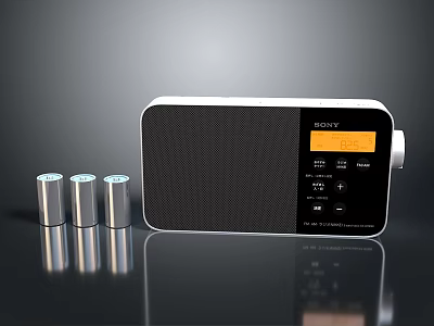 Sony Portable Radio Electronic Device with AA Batteries and Digital 3d model