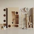 Modern Wooden Cat Furniture With Tree Shelves Hole Design And Bed