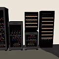 Modern Black Wine Coolers With Glass Doors And Multiple Bottle Storage Racks