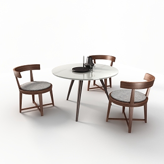 Modern leisure table and chair combination Italian solid wood leisure table and chair combination 3d model