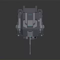 Game Movie Mech Character Gray Mechanical Design Featuring Blue Accents Robotic Arms And Standing Pose