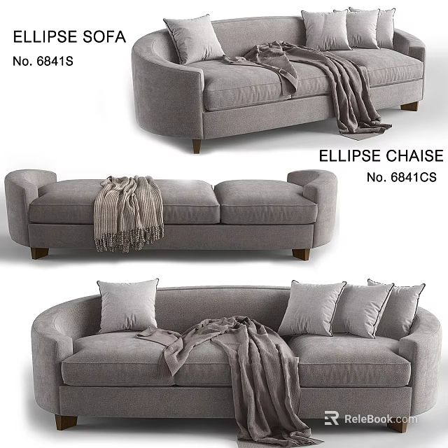 Modern Gray Two Seater Sofa With Throw Blanket And Soft Cushions 3d model 