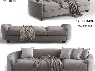 Modern Gray Two Seater Sofa With Throw Blanket And Soft Cushions 3d model