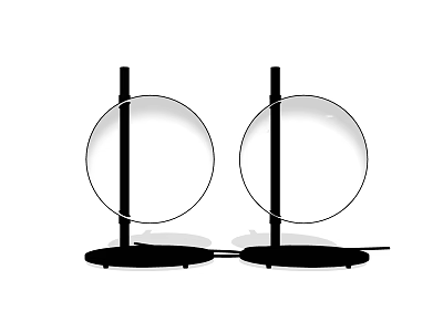Pair of Modern Black Table Lamps with Round Shades for Home Decor 3d model