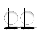 Pair of Modern Black Table Lamps with Round Shades for Home Decor