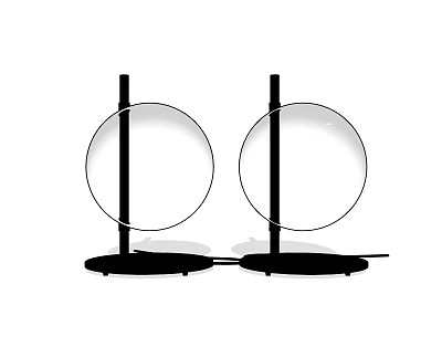 Pair of Modern Black Table Lamps with Round Shades for Home Decor 3d model