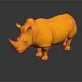 Highly Shiny Golden Rhinoceros Statue With Clear Reflection On Dark Background