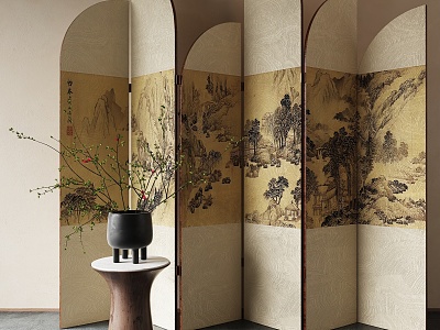 New Chinese-style Screen Partition Folding Screen model