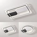 Modern Ceiling Light With Square Round Shapes Transparent Frame And White Black Panels 3d model
