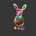 White Sparkling Rabbit Doll Holding Woven Red Heart on Dark Background