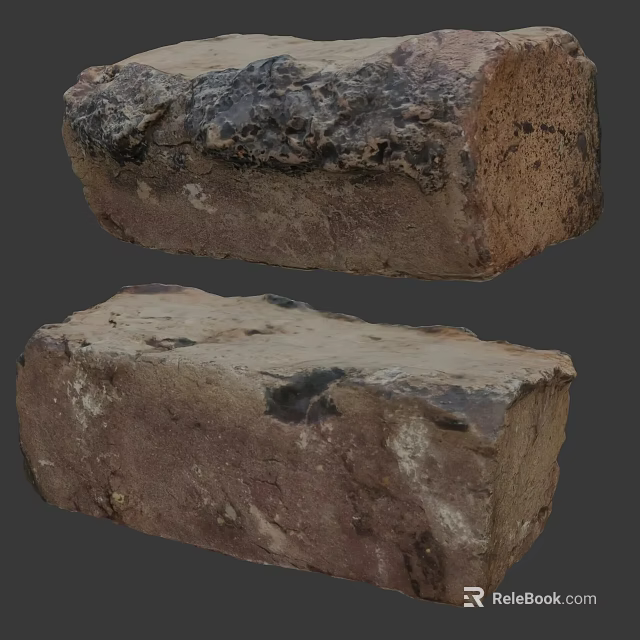 Rustic Natural Stone Wood Blocks With Textured Surface For Decorative Material 3d model 