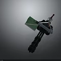 Mechanical Weapon With Multiple Barrels Green Component And Red Indicator Light 3d model