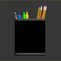 Practical Black Stationery Organizer With Colored Pens Pencils And Highlighters
