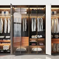 Modern Wardrobe Interior Design With Glass Doors Lighting Hanging Folded Clothes And Shoes
