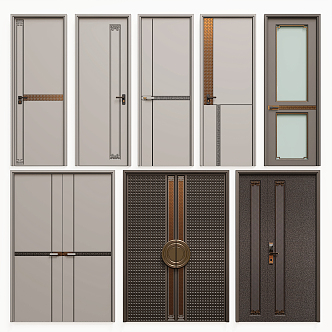 New Chinese Style Swing Door Combination 3d model