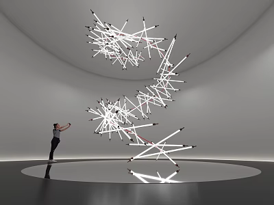 Biennale Line Lamp Light Strip LED Lamp T5 Lamp Generator Art Device Meichen Art Wire 3d model