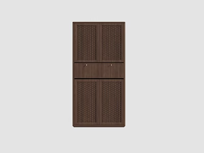 Modern Brown File Cabinet Featuring Weave Pattern Panel Doors And Sleek Design 3d model